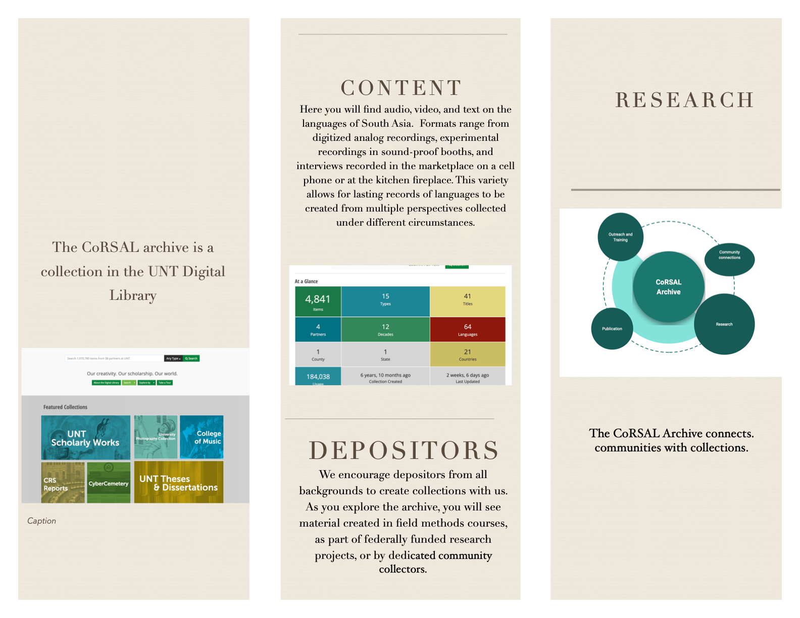 CoRSAL archive trifold brochure