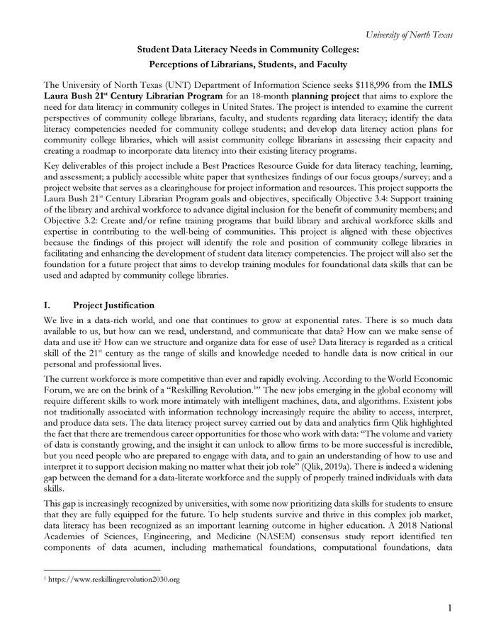 Student Data Literacy Needs in Community